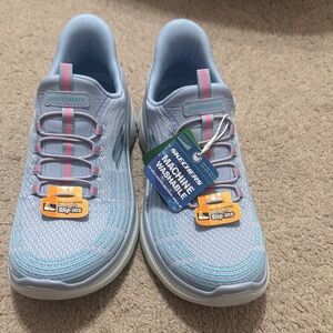 Skechers Blue and Pink Slip-On Sneakers
